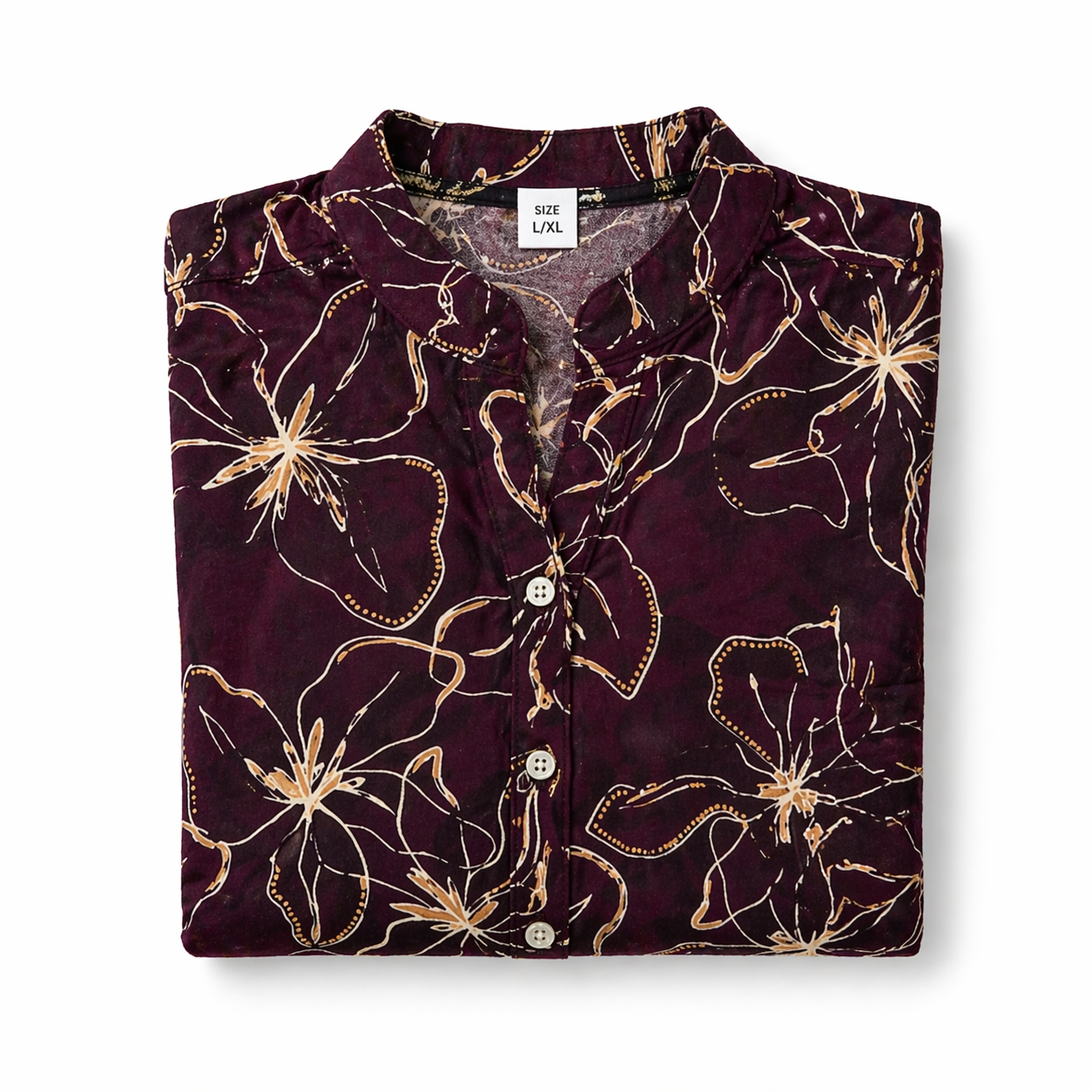 Bazaario Burgundy Botanical Print Top - Comfort Fit Ethnic Fusion