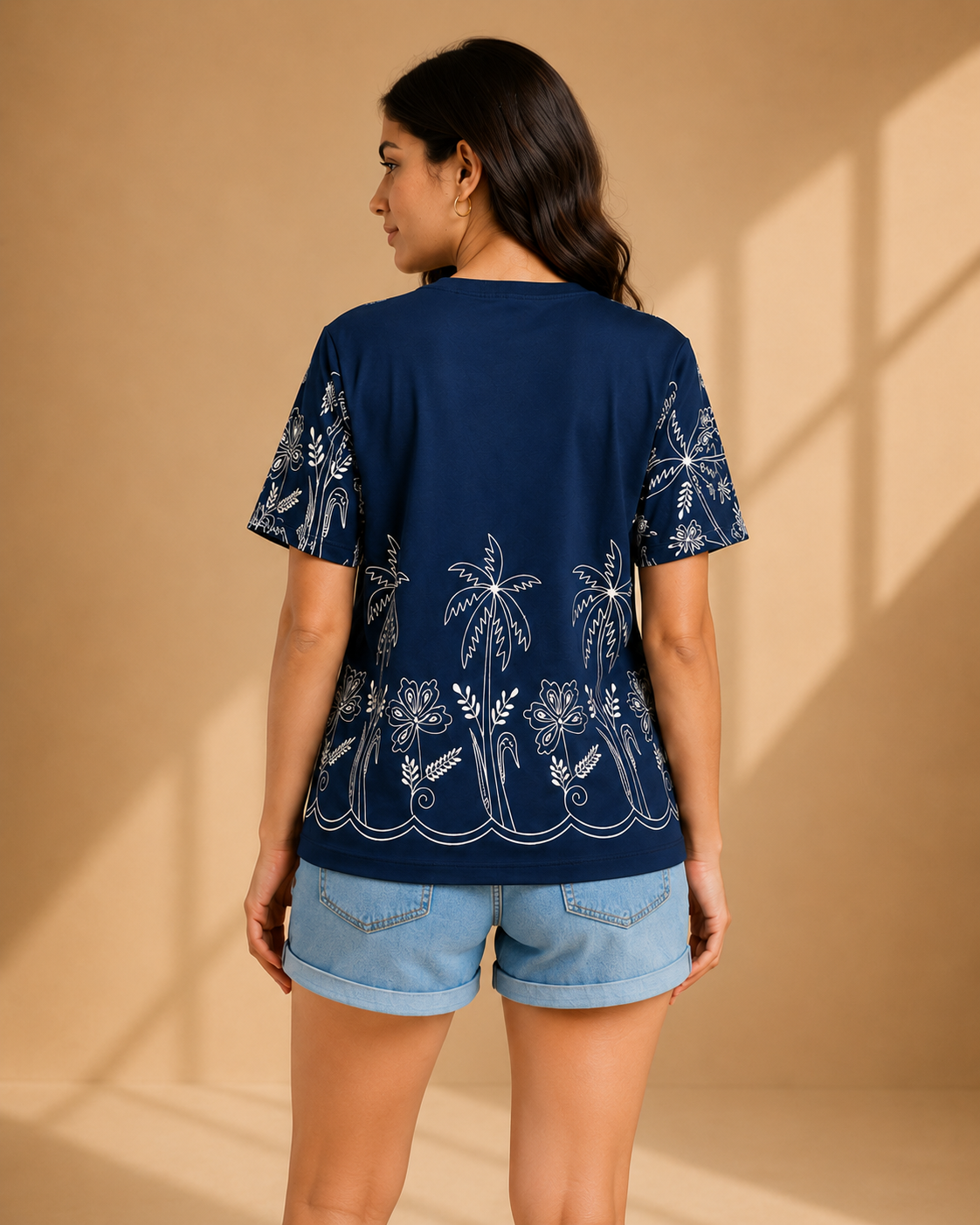 Navy Blue Pintuck Tunic