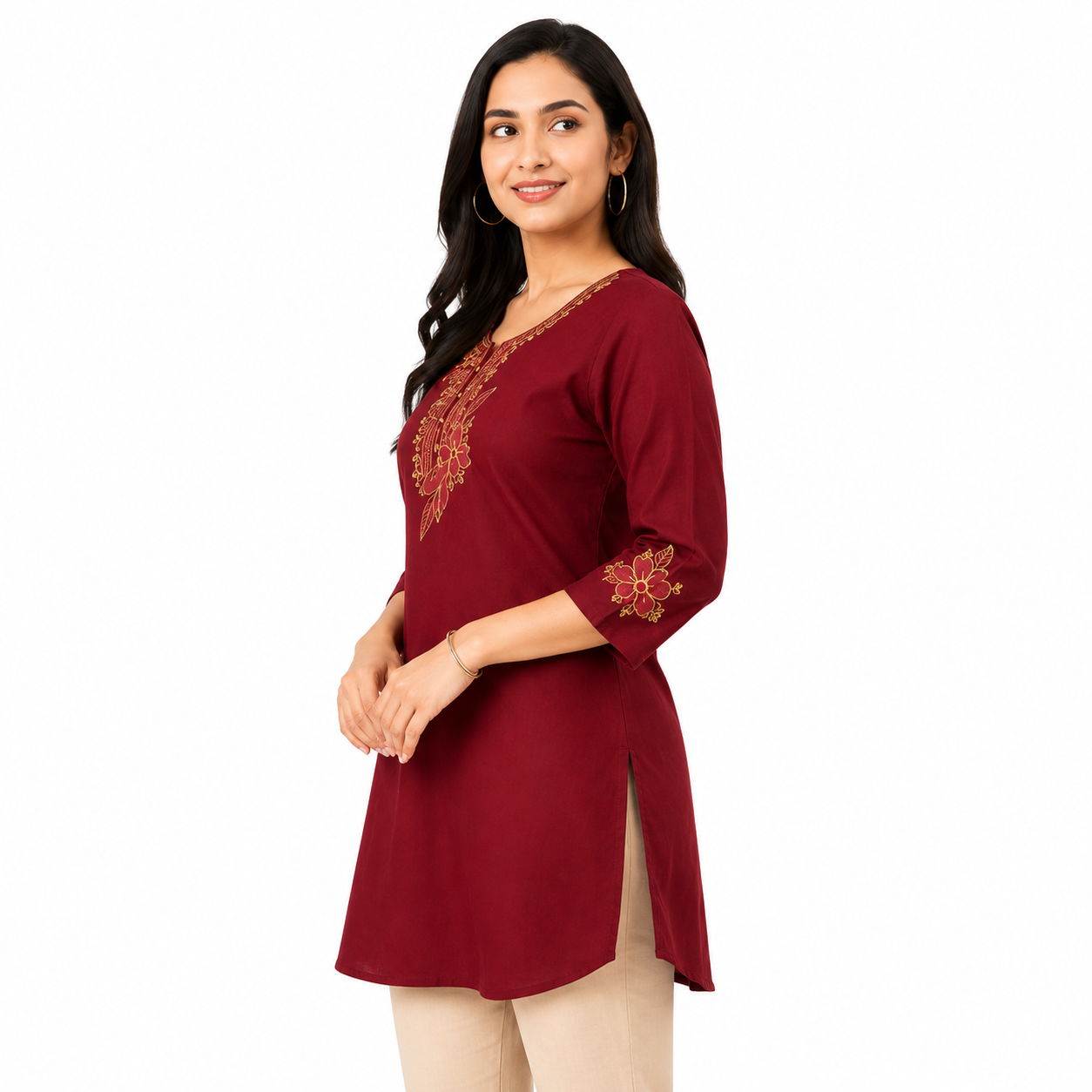 Deep Maroon Embroidered Kurta