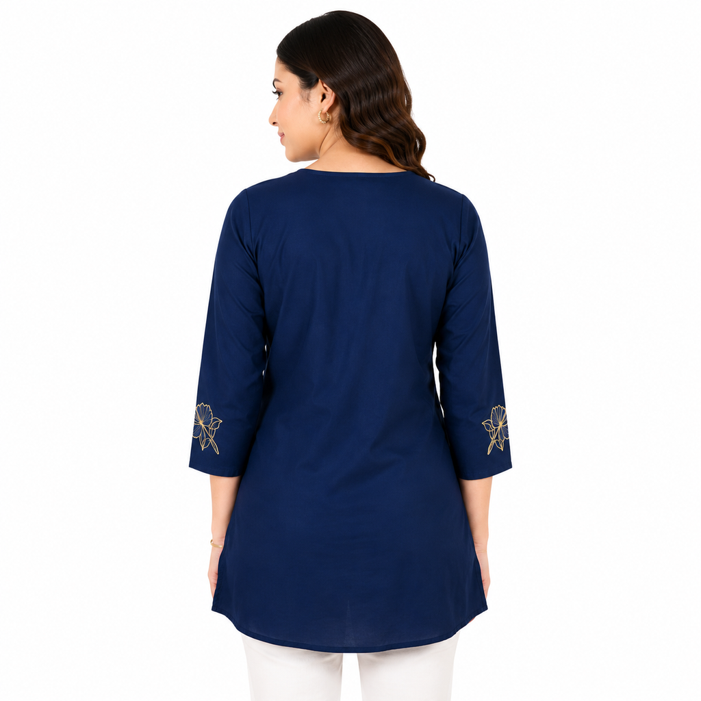 Deep Blue Embroidered Tunic