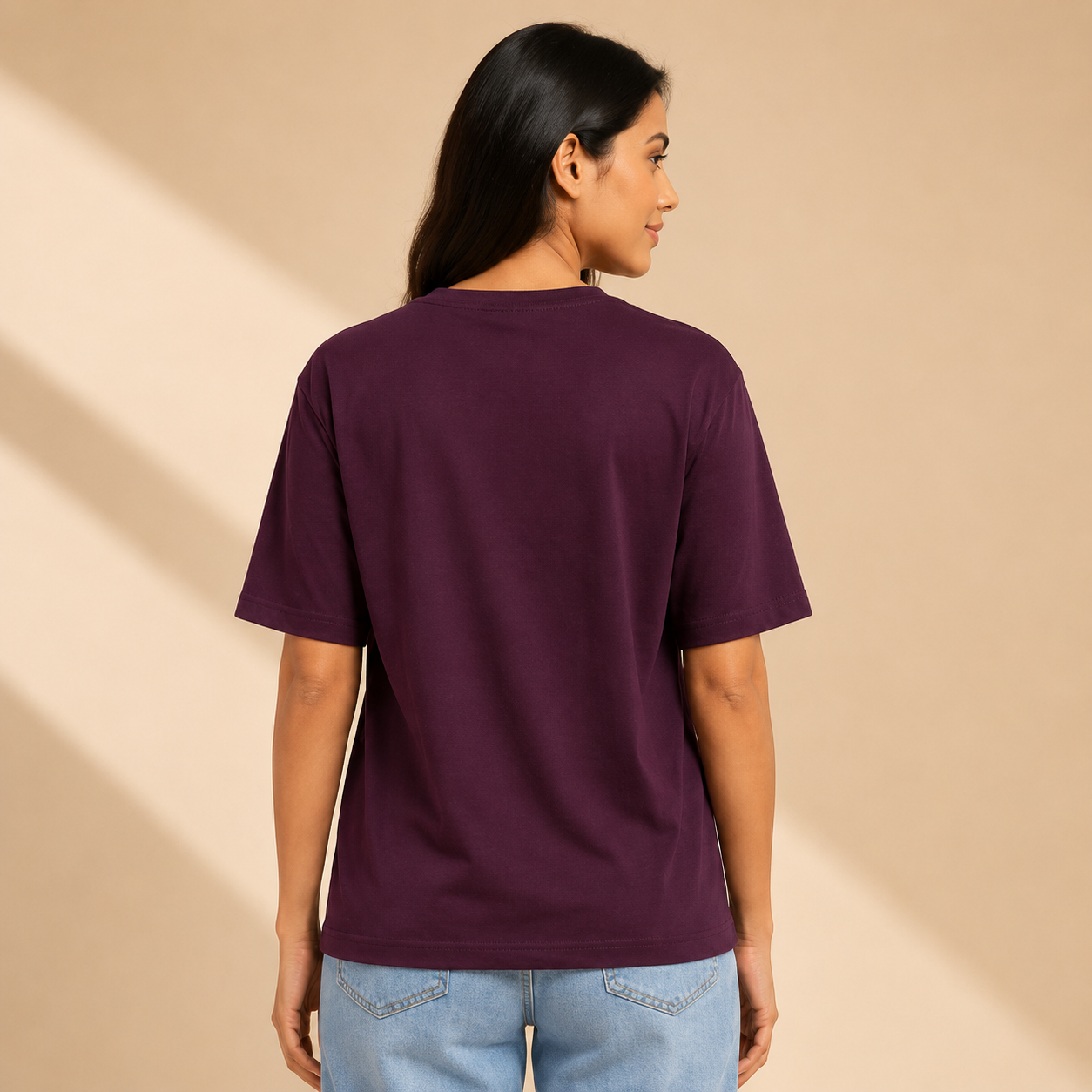 Women’s Oversized Graphic Printed T-Shirt – Premium Purple Casual Tee for Women