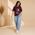 Women’s Oversized Graphic Printed T-Shirt – Premium Purple Casual Tee for Women