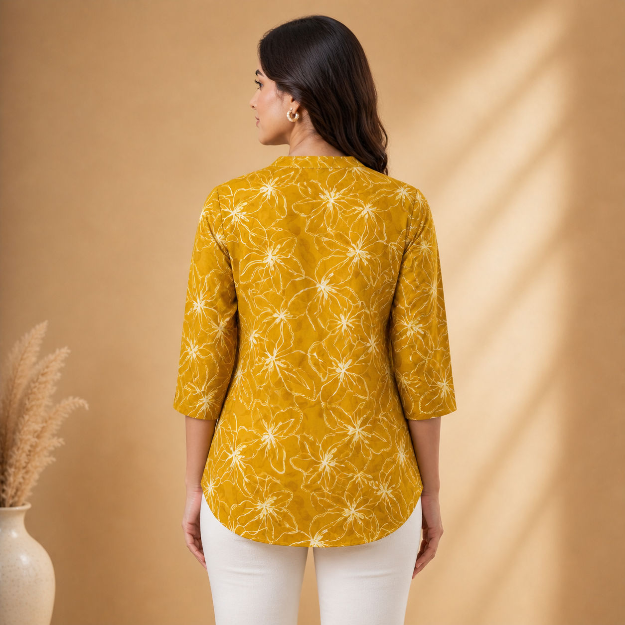 Mustard Yellow Floral Tunic