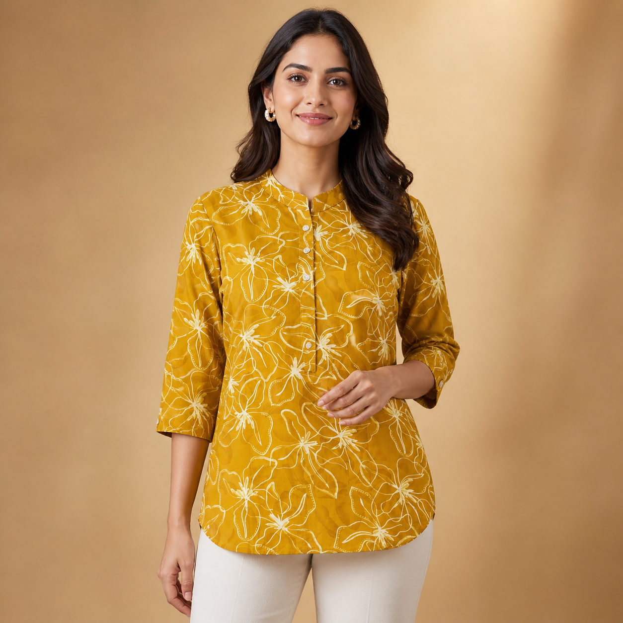 Mustard Yellow Floral Tunic