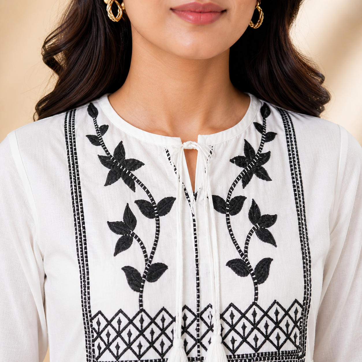 Pristine White Embroidered Tunic