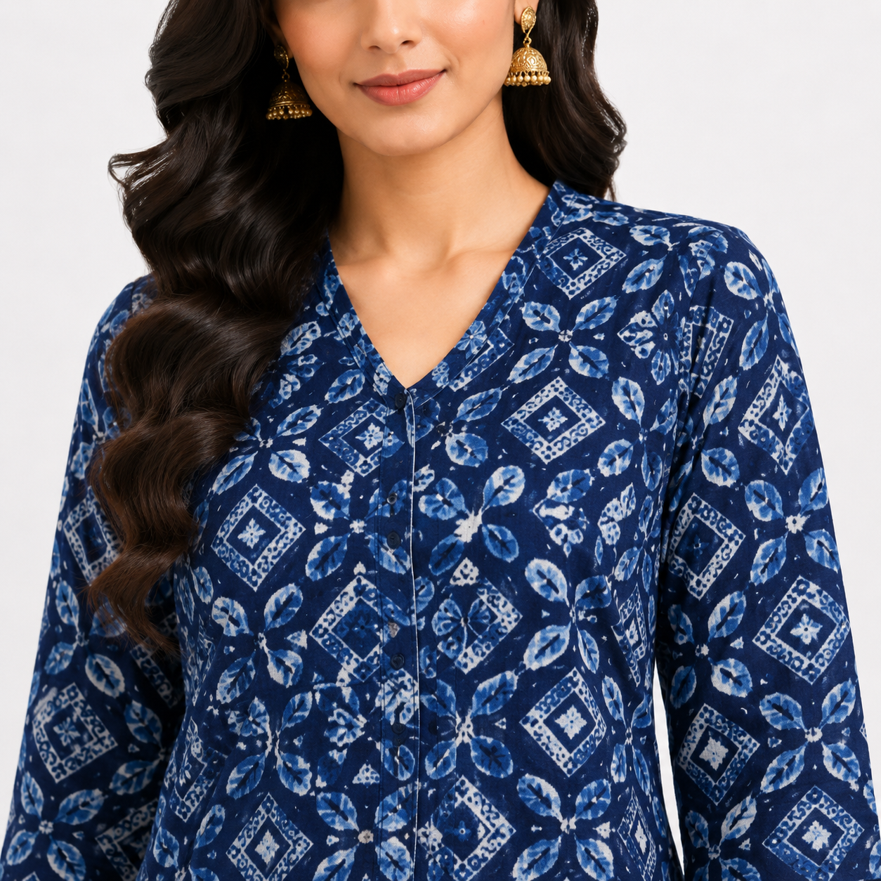Navy Blue Printed Kurta Pant Dupatta Set for Women | Traditional Ethnic Wear