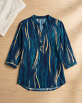 Ocean Wave Abstract Printed Tunic Top