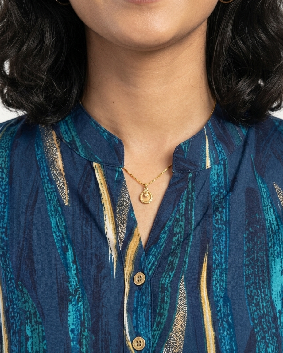 Ocean Wave Abstract Printed Tunic Top