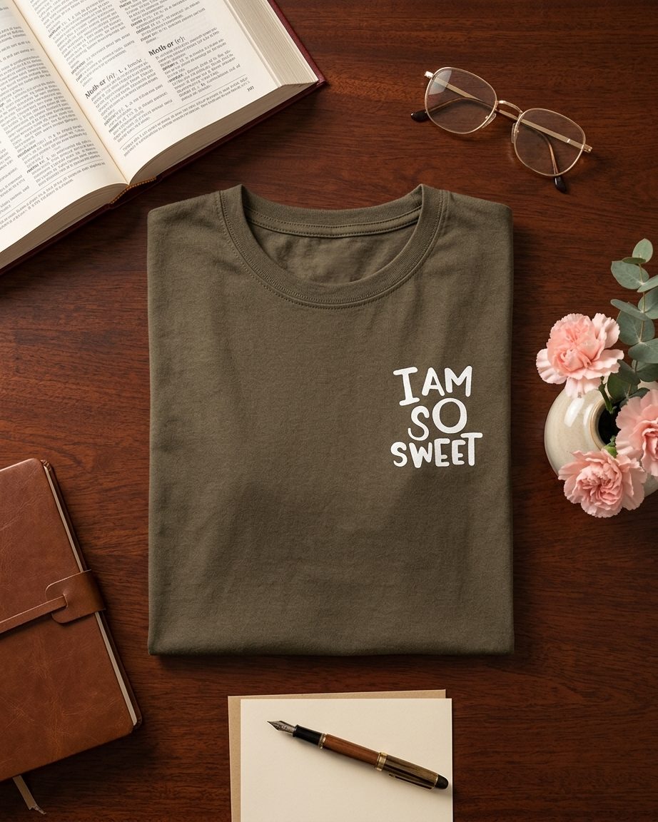 Olive Green "I Am So Sweet" Slogan Crop Top