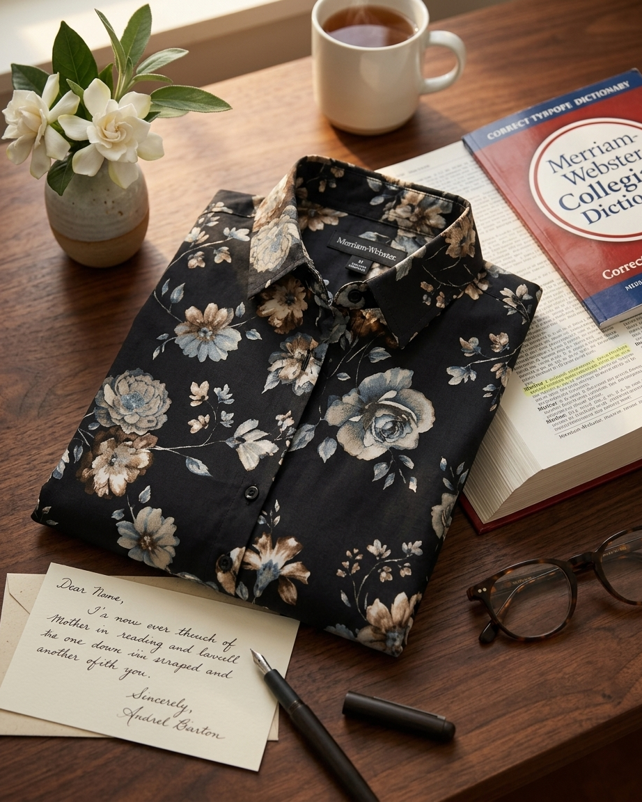 Black Cotton Shirt with Vintage Floral Print