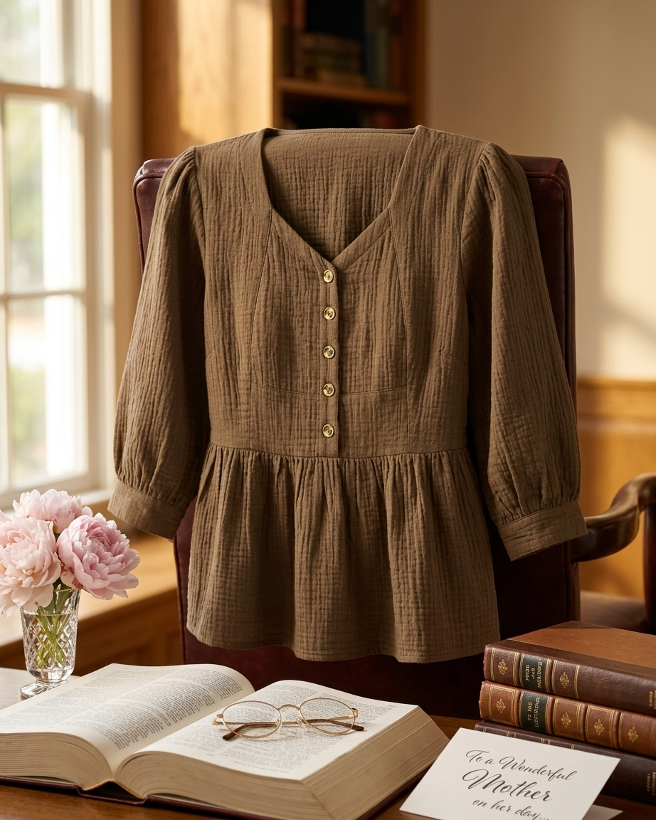 Coffee Brown Textured Peplum Top